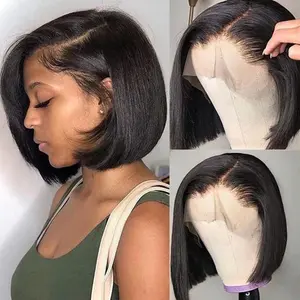 13x6 Bob Lace Front Wigs Human Hair 200% Density 14 Inch Short Bob Wigs HD Transparent with Baby Hair Glueless for Women