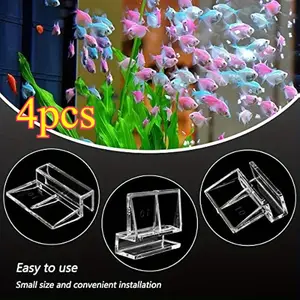 4pcs 10mm Acrylic Aquarium Cover Clip Clear Fish Tank Glass Cover Clip Support Holder Universal Lid Clips for Rimless Aquariums