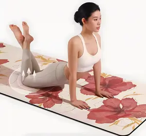 Floral Yoga Mat 24” x 70” Non-Slip – Microfiber Suede Meditation Mat, Lightweight 3mm Exercise Mat with Carry Strap, Aesthetic Fitness & Pilates Mat
