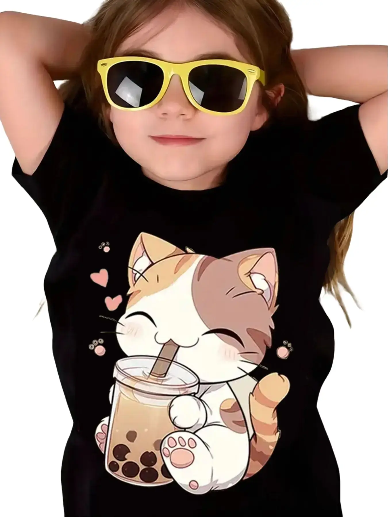 Girls' Funny Graphic T-Shirt, 100% Cotton Crewneck with Excavator Letters Print, Toddler Short Sleeve Kids Style Top, Funny Graphic Tee, Cute Cartoon Clothes, 2-3Y, Basic, Cartoon Style, Fitted, 3 - 4 Years, 4-5Y