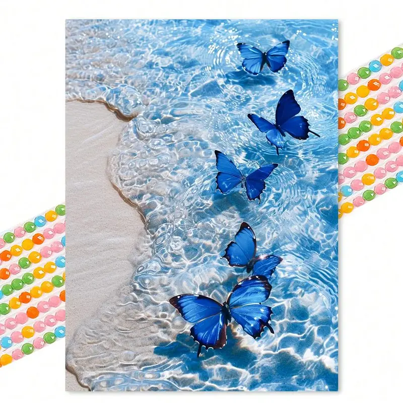 Butterfly Pattern Diamond Art Colorful Painting, Diamond Pattern Design, DIY Round Full Drill Diamond Art Handicraft Crafts Kit without Frame, Handmade Art Crafts for Home Decor, Diamond Painting Kits