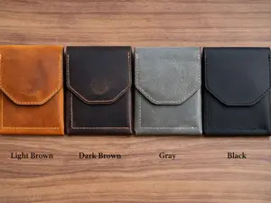 Leather Cash Wallet for Men, Slim Front Pocket Wallet, Minimalist Vertical Wallet, Magnetic Closure, Handmade Gift