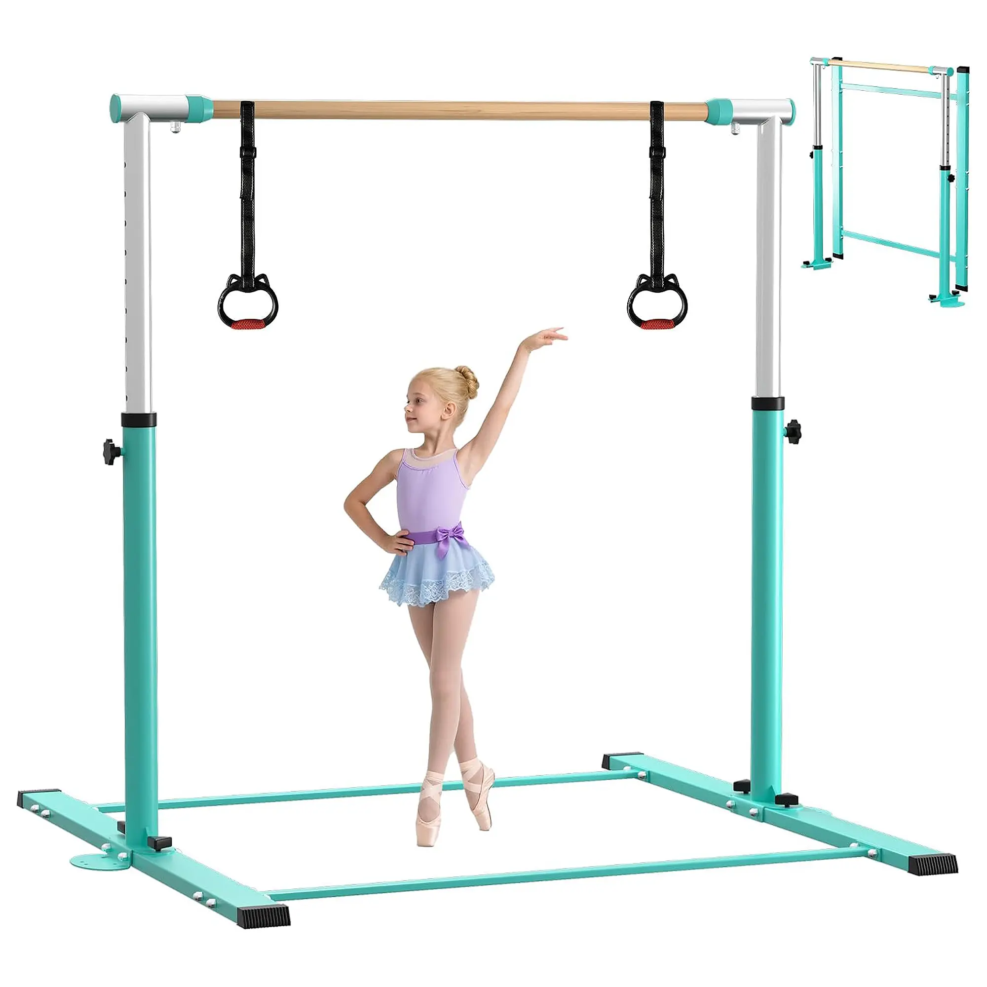 Gymnastic Kip Bar,Horizontal Bar for Kids Girls Junior,3' to 5' Adjustable Height,Home Gym Equipment,Ideal for Indoor and Home Training,300lbs Weight Capacity