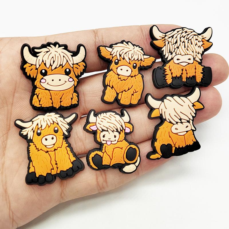 Cartoon Cow Croc Shoe Charms for Kids Boys Girls Women Men PVC Wristband Sandals Clog Accessories Party Favor with Dragon and Character Designs Footwear