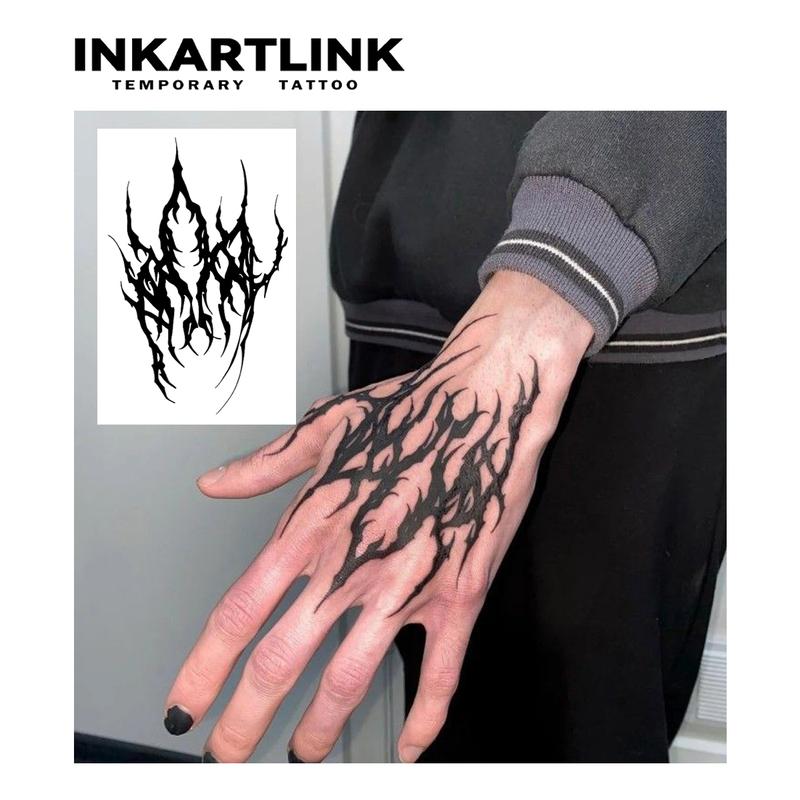 INKARTLINK Tattoo Tech, 2 Sheets Semi-Permanent Temporary Tattoos,Devil's Mark , Adult Art Design,Lasts 1-2 Weeks, Waterproof, Realistic Look, No Adhesive, No Reflection,For Man And Woman,Ideal for Swimming, Party