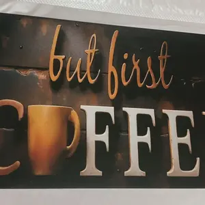 Coffee Themed Metal Sign, Retro Coffee Cup & Letter Pattern Wall Decor, Wall Art for Home Living Room Bedroom Coffee Shop, Vintage Plaque Decor, Home Office Decoration