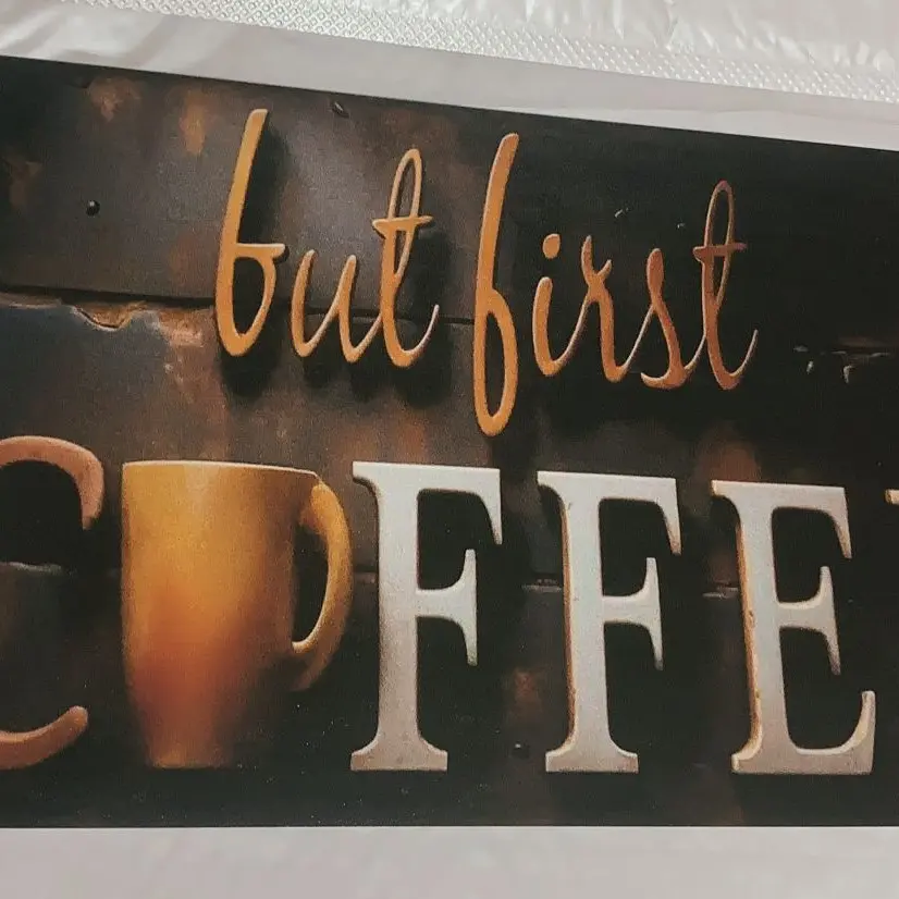 Coffee Themed Metal Sign, Retro Coffee Cup & Letter Pattern Wall Decor, Wall Art for Home Living Room Bedroom Coffee Shop