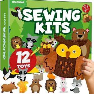QUOKKA Craft Kits for Kids - 12 Forest Animals Sewing Kit Basic