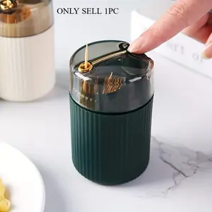 1pc  Convenient Household Toothpick Storage Box - Automatic Release Press Type Plastic Glass Without Toothpick