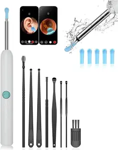 Ear Wax Removal - Ear Cleaner with Camera - Earwax Remover Tool with 6 Pcs Ear Set - Wireless Ear Scope Otoscope with Light - Ear Camera with 6 Ear Spoon - Ear Cleaner