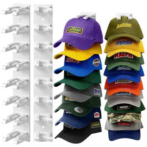 2 Pack Hat Organizer for Baseball Caps Hat Rack On Wall Mounted with Strong Adhesive/Wall Drilled Hold up to 18 Hats Cap Rack Storage Multilayer Two Mounting Option Hat Hanger Holder Display for Door Closet Bedroom Space Saving Decoration Hat Hook