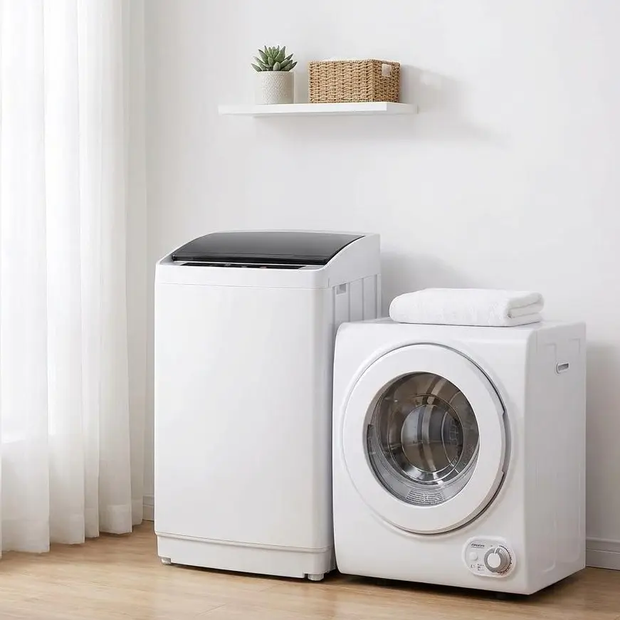 Compact Full-Automatic Washer-Dryer - 17.8LBS Washing Capacity, 1.5CuFt Portable Stainless Steel Inner Tub Unit for Apartments, Dorms