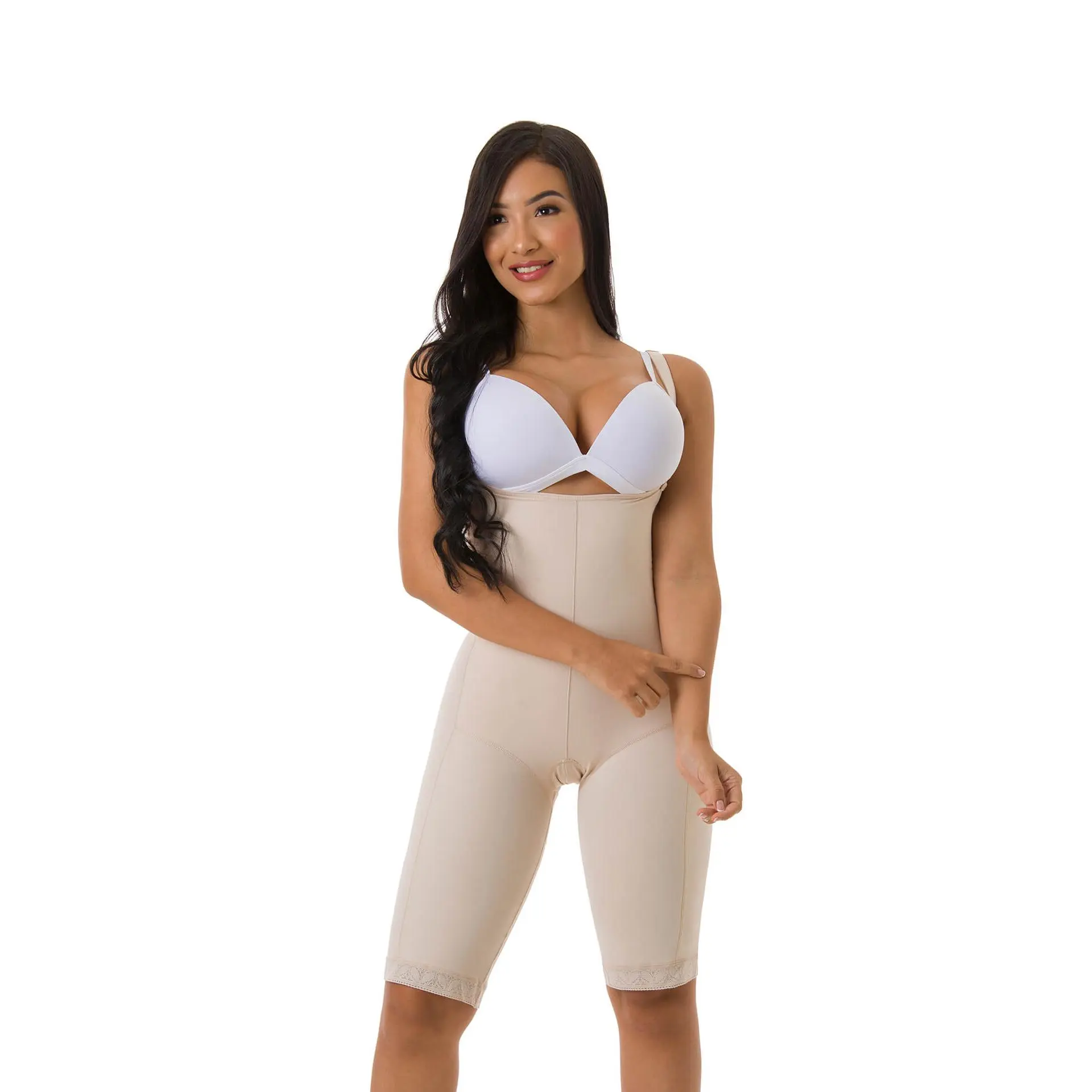 Faja Levanta Cola Compresión Invisible 5F312ECA Bodysuit Shapewear for Women - Plain Design, High Back, Adjustable Straps, Colombian Quality
