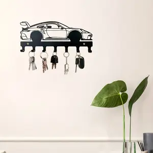 Industrial Style Metal Car Key Holder Wall Mounted, Easy to Install, Black Car Key Hook with Durable Coating, Storage Hooks, Suitable for Home Organization and Decoratio