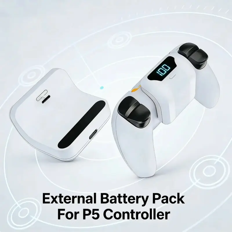 2026 New Model,Portable LED display with rechargeable back-clip battery, a console accessory compatible with the PS5 controller. Features an 1800mAh polymer battery and provides 6-8 hours of gaming time the perfect PS5 gift.