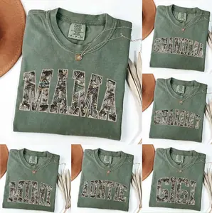 Comfort Colors Custom Mama Moss T-Shirt, Personalized Family Gift, Hunting Mama T-Shirt, Camo Mama Shirt, Mother's Day Gift, Camouflage Mama T-Shirt, Varsity Mama Shirt, Retro Mam Shirt - AL