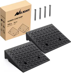 Nilight Rubber Curb 5" Rise Height Heavy Duty Rubber Threshold Ramp, Portable Driveway Ramps for Cars Wheelchairs Scooter Lawn Mower, 7000lbs Load Capacity, 2 Pack Truck Lift Gate Vehicle Elevation  dealsforyoudays