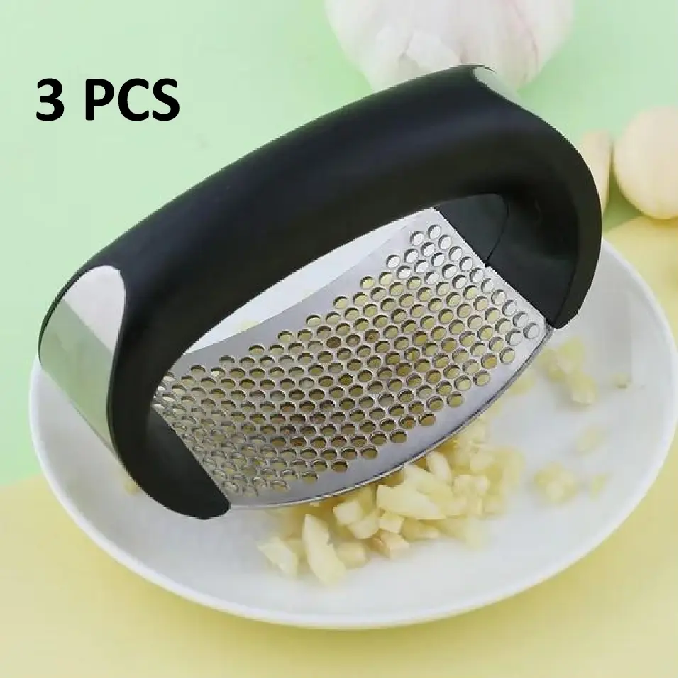 3 packs stainless steel garlic press, garlic peeler, garlic grater, stainless steel kitchen utensils, cheese grater