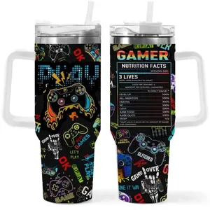 40oz Gaming Tumbler - Stainless Steel - Fire & Ice Insulation - Ideal Birthday Gift for Men and Boys - Mug, Flasks