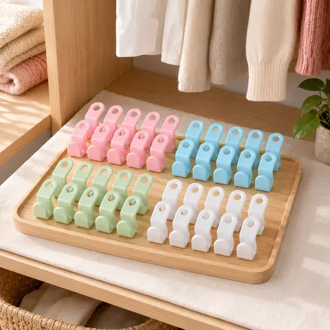 40-Pack Hanger Connector Hooks – Save Space, Organize Clothes Easily! Lightweight & Random Colors