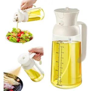 Yrramate 18oz550ml olive oil dispenser for kitchen 2 in 1 oil sprayer for cooking olive oil dispenser and oil sprayer foodgrade oil spritzer bottle for air fryer salad bbq creamy white