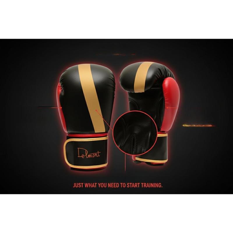 Delmont Boxing Gloves for Men and Women - Heavy Bag, Kickboxing, Sparring & Training Gloves with Multi-Layer Padding, Wrist Support & Breathable Lining