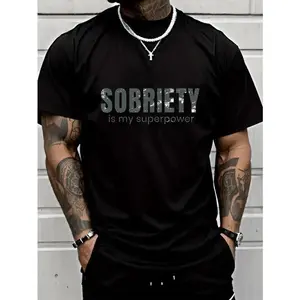 Sobriety Is My Superpower Graphic T-Shirt, Unisex Comfortable Cotton Tee for Sober Life Motivation, Recovery Journey Wear, Casual Daily Outfit and Thoughtful Gift
