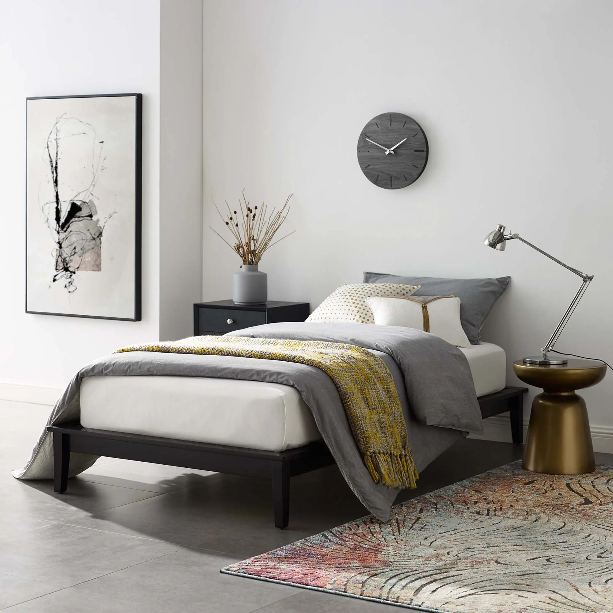 Modway Lodge Twin Wood Platform Bed Frame in Cappuccino