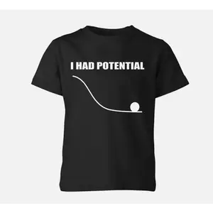 "I Had Potential" Creative Fun Physics Joke Fashion Short-Sleeved T-Shirt Perfect For Daily Casual Wear Street Style Outfits Weekend Gatherings And All Season Everyday Trendy Casual Clothing