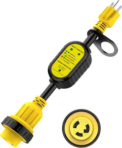 30 Amp to 15 Amp 110V RV Adapter with Surge Protector, Patented 4200J 15 Amp Male to 30 Amp with Locking Connector, Circuit Analyzer Power Guard with Surge Protection 16.3" for Camper Trailer