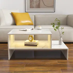 [SOIYELIFE] 🔥Architectural White Coffee Table – Modern Open Storage Design with Melamine Finish | Scandinavian Minimalist Side Table for Living Room & Small Spaces (Flash Sale)​ living room table unique  dining  table