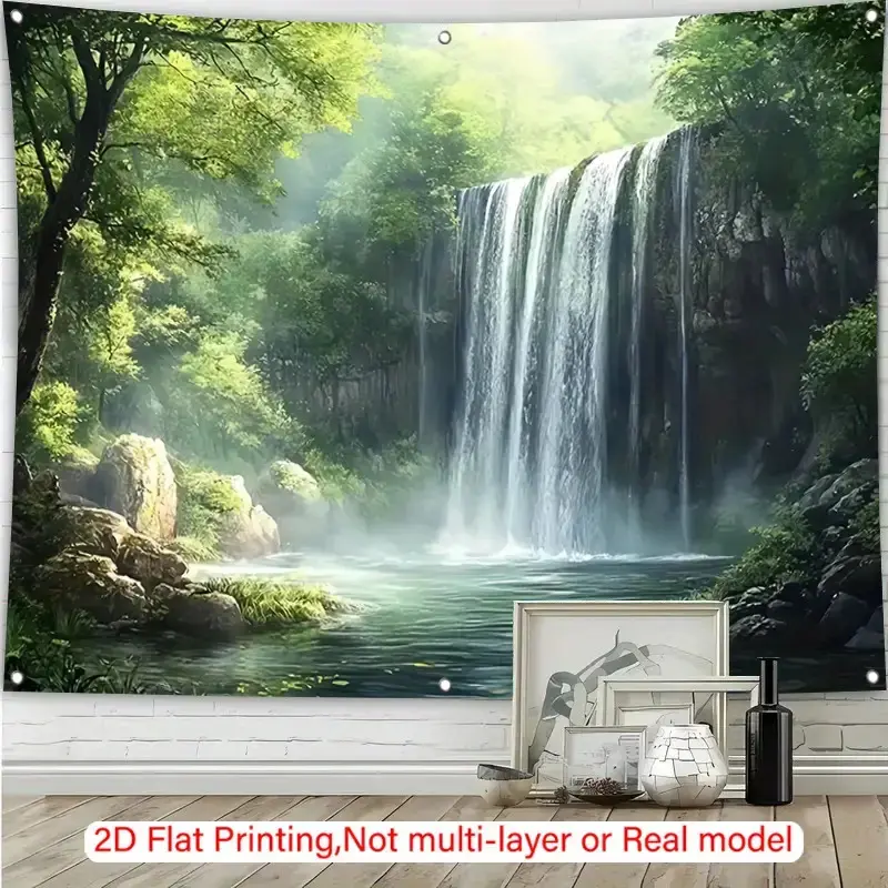 1pc Polyester Waterfall Mountain Tapestry - 2D Flat Printing, No Electricity Needed, Multipurpose Home Decor Backdrop, Ideal Gift for Loved Ones (Perfect for Weddings, Holiday Celebrations, General Use)
