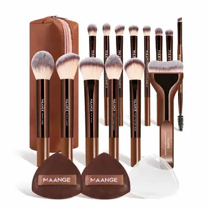 MAANGE Makeup Brush Set– 14 Brushes + 2 Puffs + Storage Bag– Professional, Multifunctional & Beginner-Friendly for Powder, Liquid & Cream#DealsForYouDays
