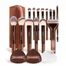 MAANGE 19-Piece Makeup Brush Kit - Includes 2 Powder Puffs & Brown Storage Bag, Professional Beginner-Friendly for Daily Face Use, Blending Foundation, Blush, Cheek Sculpting, Liquid & Cream Products