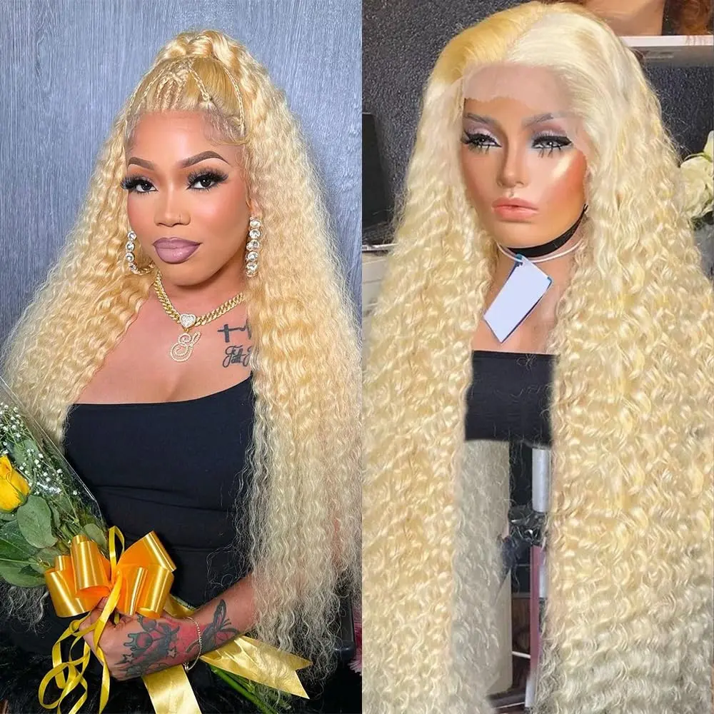 613 13x6 Deep Wave Blonde Lace Front Wigs 
