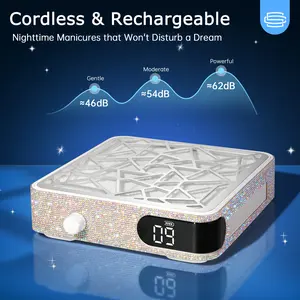 CHRISTINE SHELLY Cordless Nail Dust Collector for Beginner with Reusable Filter,48W Rechargeable Powerful Dust Suction Machine Manicure Pedicure Tool for Acrylic Nail Polishing,Salon & Home