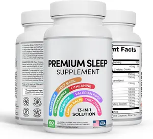 Sharalore Premium 13-in-1 Natural Sleep Aid for Adults Melatonin-Free Supplement with Magnesium Ashwagandha 5-HTP Valerian Root & Probiotics Non-Habit Forming 60 Capsules