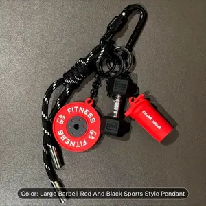 olympic weightlifting key chains with 45lb plate and dumbell and shaker cup with weighted rope