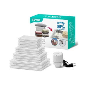 VEVOR Vacuum Storage Bags, 15 Pack Space Saver Seal Bag(3 Jumbo/3 Large/3 Medium/3 Small/3 Roll), Compression Airtight Zipper Space Bags with Electric Pump, for Cloth, Bedding, Blanket, Pillow, Travel