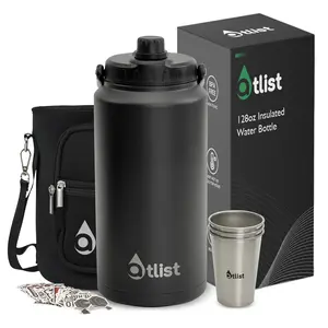 ATLIST 1 Gallon 128oz-Insulated Water Bottle 128oz Stainless botttle with three 16oz Stainless cup,DIY stickers,Bag, Keep Cold Hot Tumbler Containers Steel Travel Portable