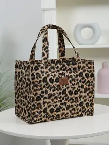 New Arrival Leopard Print Thick Fabric Lunch Bag, Lunch Bag Women, Large Capacity Aluminum Foil Inner, Pockets on Both Sides, Portable, Cloth bag, lightweight