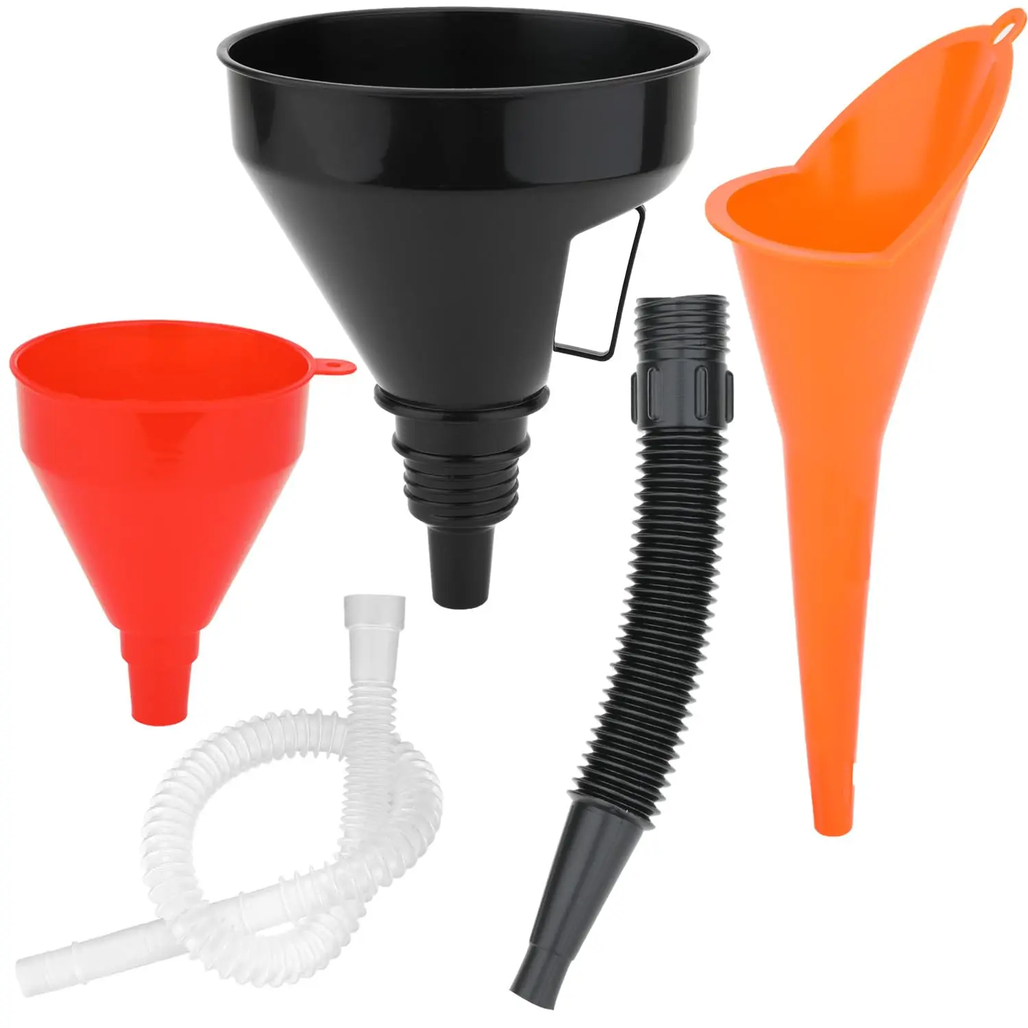3 Pack Automotive Oil Funnel Set, Wide Mouth  Funnels with Flexible Long , Detachable Spout & Filter for Gas, Water, Coolant, Engine Oil
