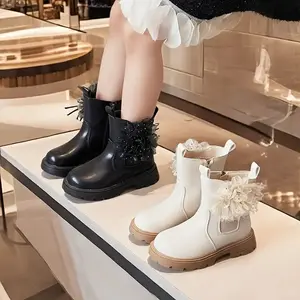 Girls' Princess Boots Autumn/Winter New Arrival British Style Performance Party Short Boots Fashionable Comfort Side Zipper Flared Single Boot 26-36 Sizes
