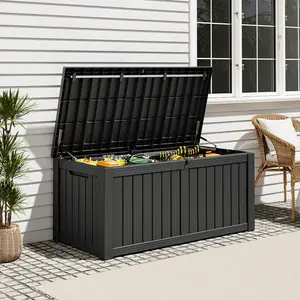 120-Gallon Storage Bin, Resin Material, Waterproof & UV-Resistant, Organizer for Garage, Warehouse, and Patio