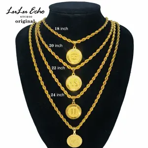 Golden Zodiac Necklace&Pendant(Unisex) Golden Necklace For Women &Men,Tarnish&Water Resistant,4mm18-24inch Rope Chain and 5mm 18-24inch Cuban Chain