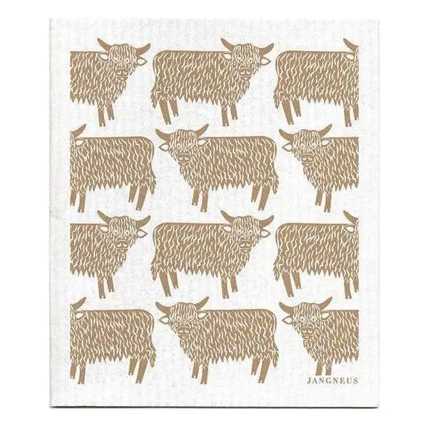 Swedish Dishcloth - Highland Cow - Sand