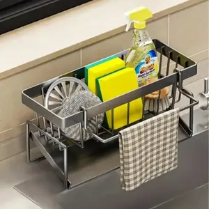 Kitchen Sink Drain Rack, Metal Sponge Drain Holder, Multi-Functional Storage Shelf, Kitchen Accessories, Multifunctional Kitchen Organizers, Mother's Day Gift, Summer Gift, Drainage Rack, Dish Drainer, Organiser