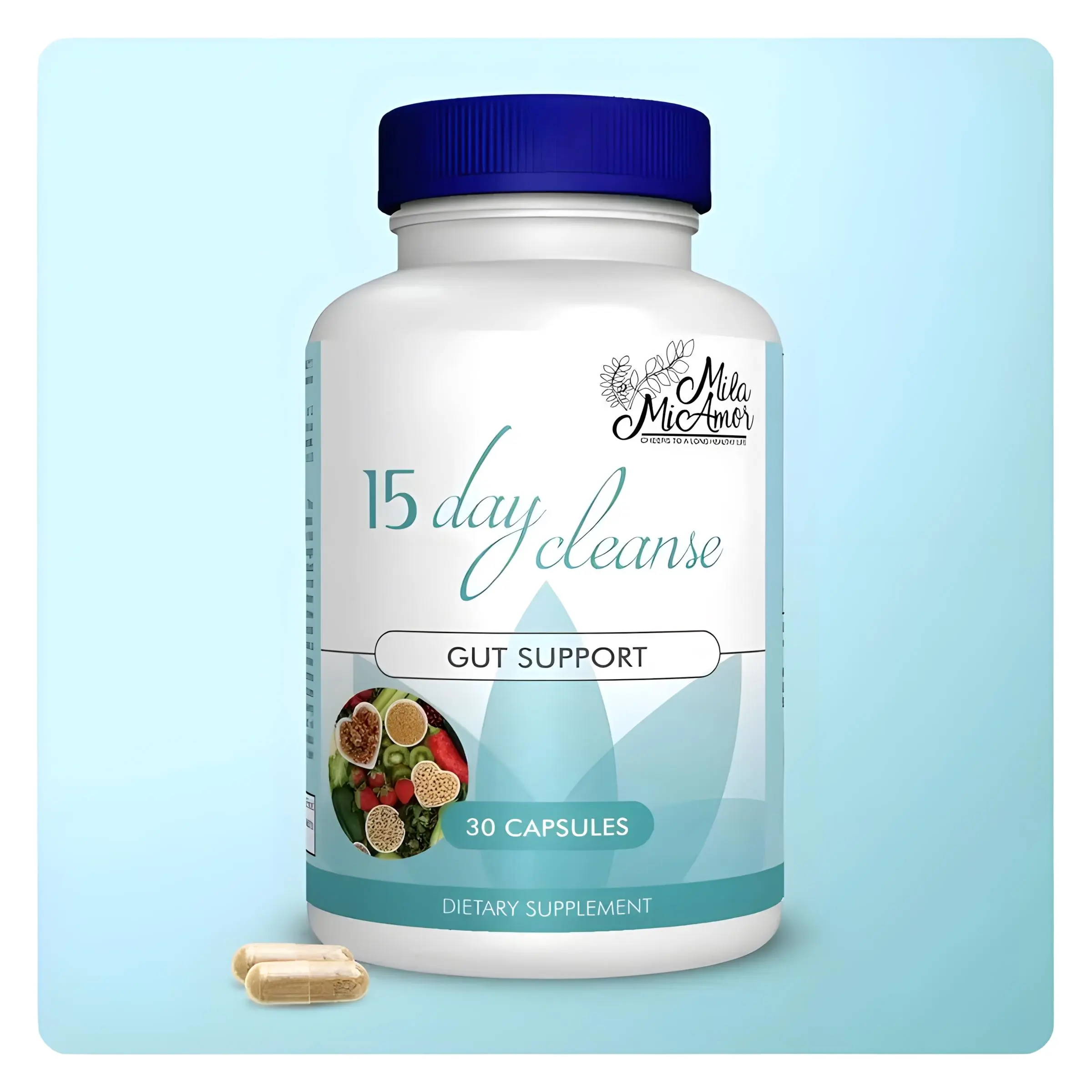 Mila McAnner 15 Day Cleanse - Gut and Colon Support | Caffeine Free | Advanced Formula with Senna, Cascara Sagrada, & Psyllium Husk | Non-GMO | 30 capsules