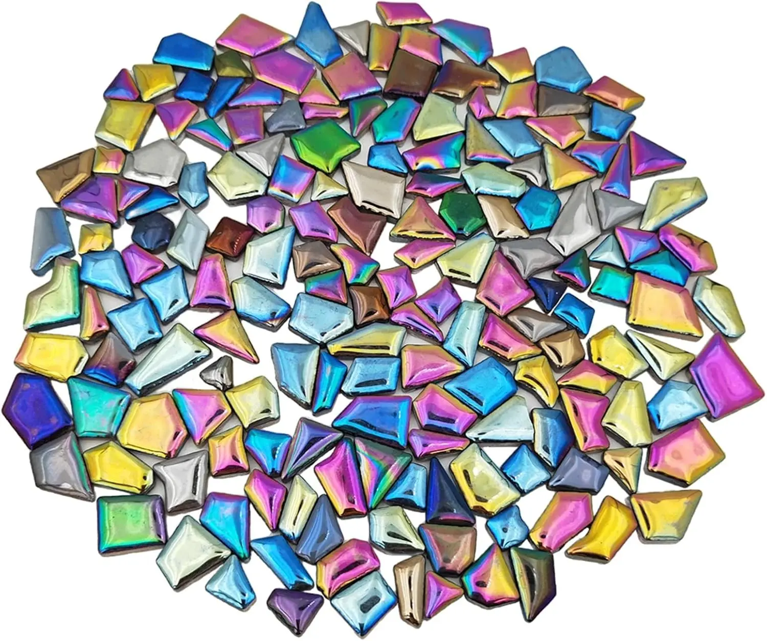 200g Ceramic Mosaic Tiles for Crafts,Irregular Stained Ceramic 0.2"x0.8" Porcelain Mosaic Tiles for Home Decoration (Rainbow)