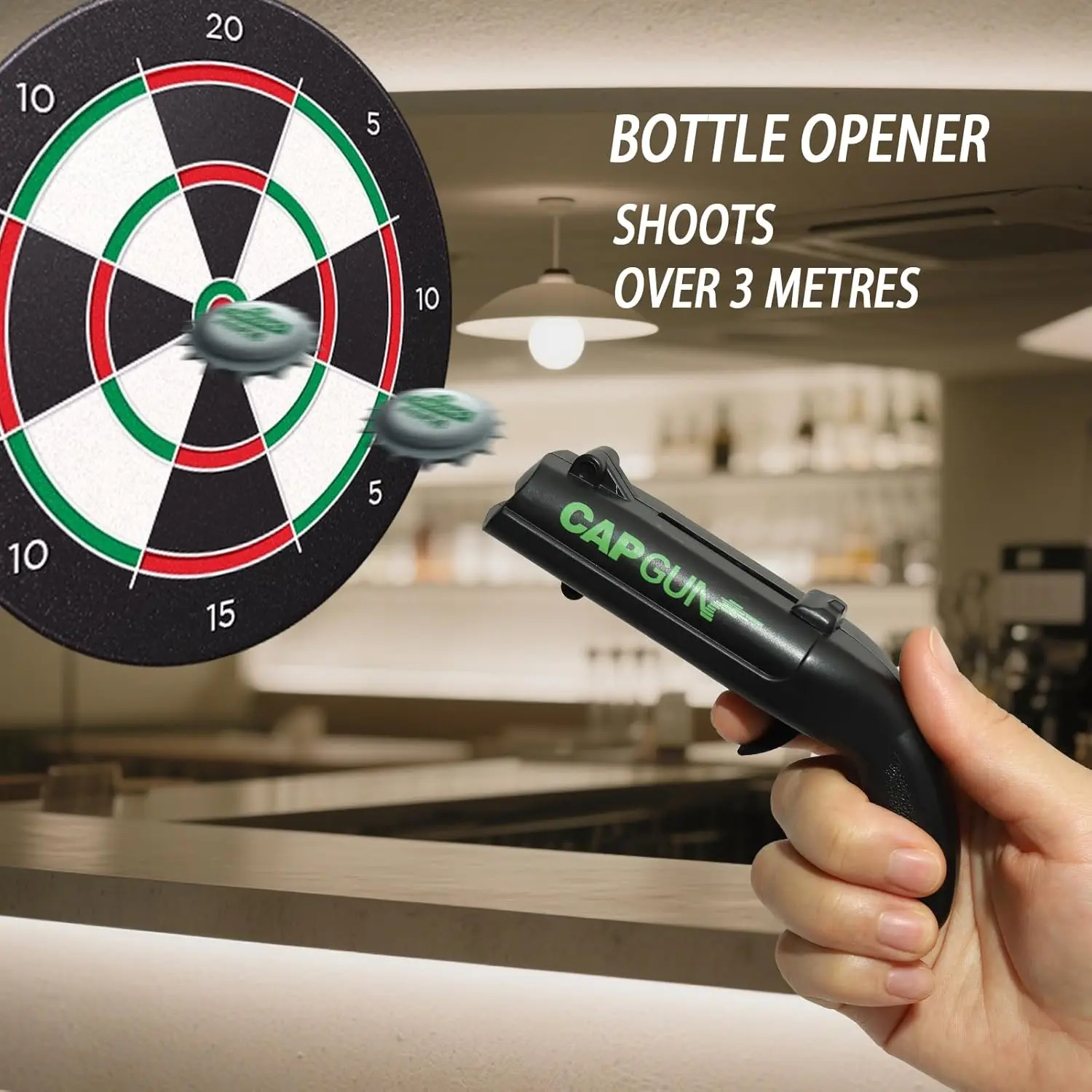 Metal CapGun Beer Bottle Opener - Portable Lightweight Kitchen & Bar Utensil, Funny Cap Shooter, Viral Party Fun Gadget for Campfire/BBQ Party, Gifts for Men